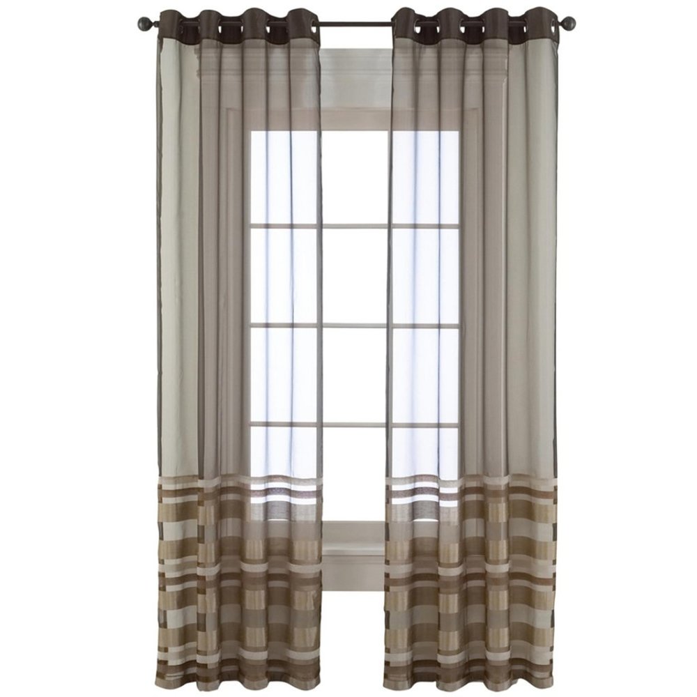 🛍Cream Sheer Grommet Top Curtain Panel - Set of 3